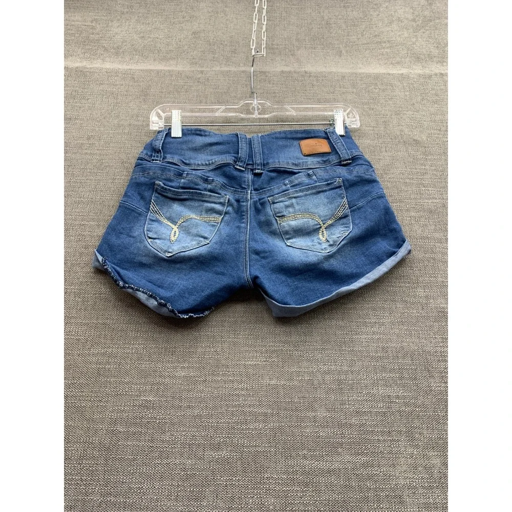 YMI Wanna Betta Butt Cut Off Shorts Women 3/26 Blue Denim Mid Rise Cuffed Hem‎
